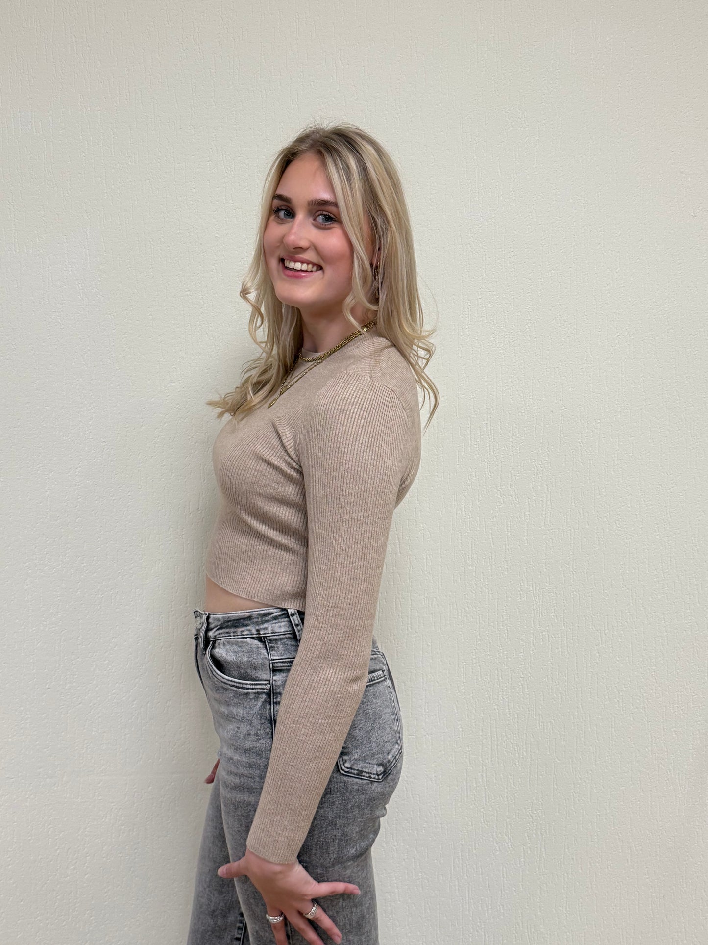 Sara long sleeve top beige