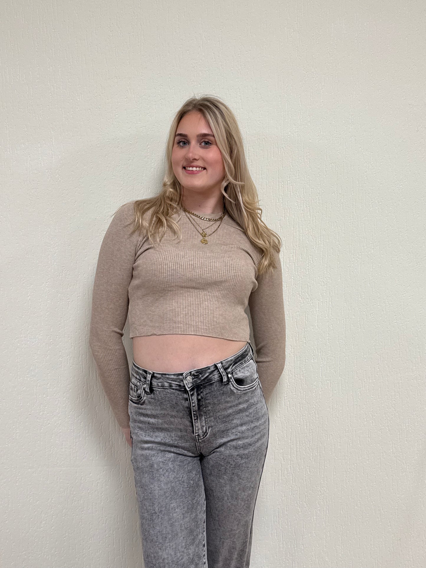 Sara long sleeve top beige